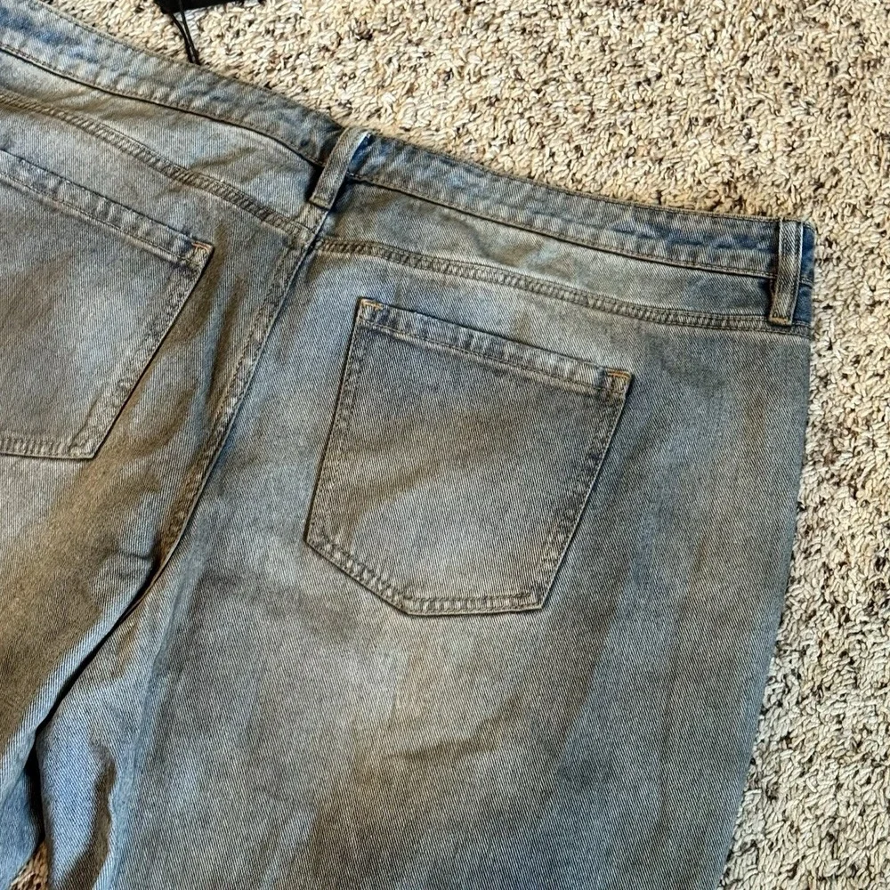 Fashion Nova Jeans Moon Landing Dean Straight Flare Distressed Denim Mens 42 NEW